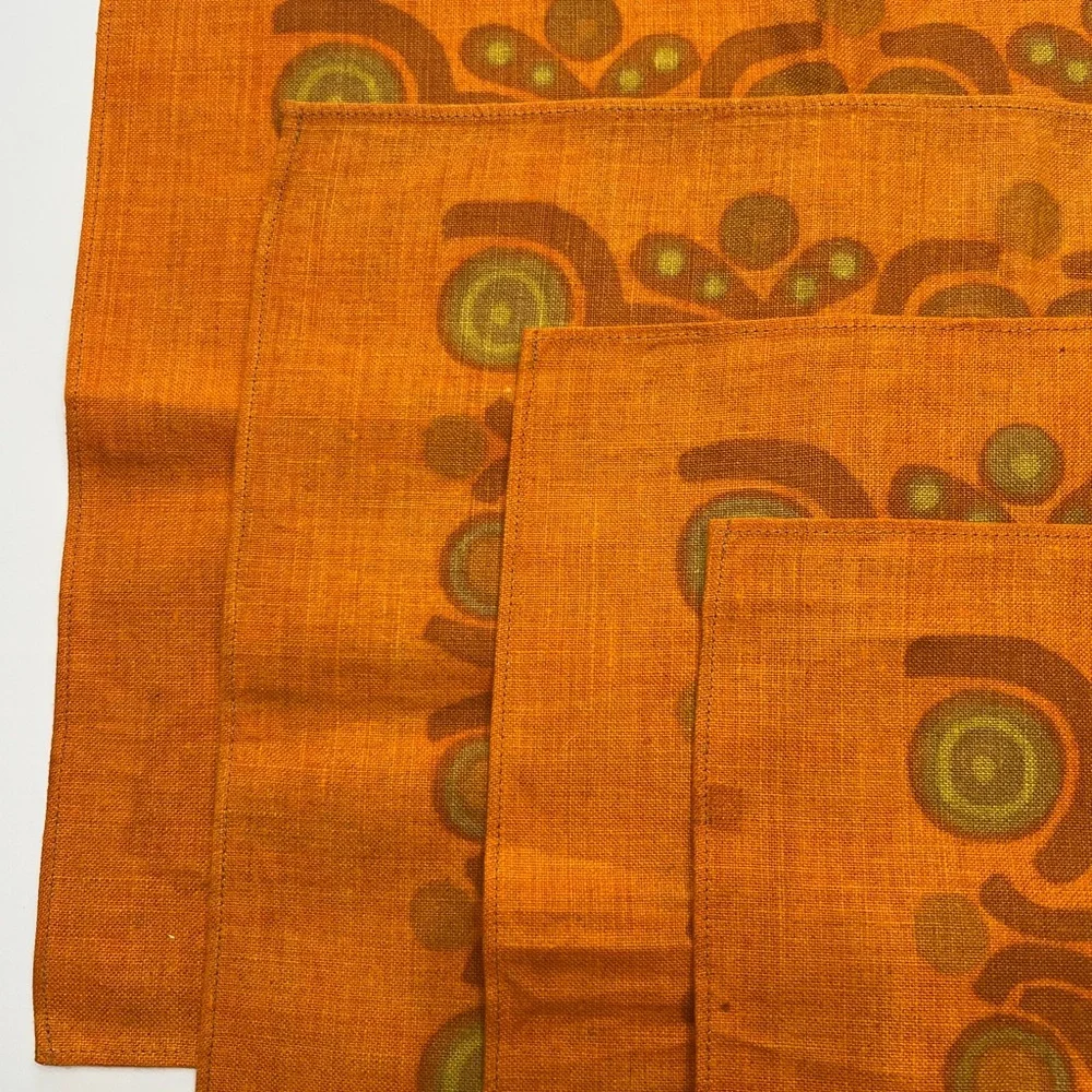 Vintage Scandinavian fabric set of 4 placemats Parabeli Pattern Saini Salonen